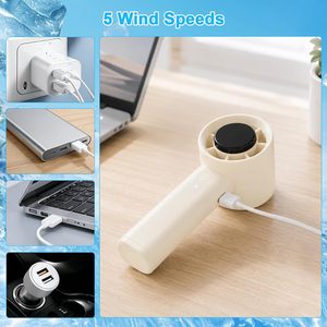 พัดลมมือถือแบบพกพา ชาร์จผ่าน USB ได้ พร้อมลมแรงและโหมดเทอร์โบ สำหรับใช้ในรถยนต์ โรงแรม และกลางแจ้ง - ภาษาอังกฤษ - Product Image 2