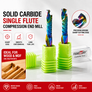 ดอกเราเตอร์แบบเคลือบ DLC สำหรับงานตัดอะคริลิก PVC ด้วยเครื่อง CNC แบบ Single Flute Up Down Cut Compression Router Bit - Product Image 1