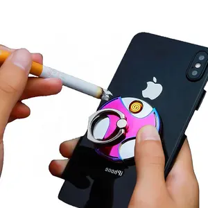 2022新想法圆形USB点火器用于香烟点火创意手机支架坐立不安旋转点火器用于移动