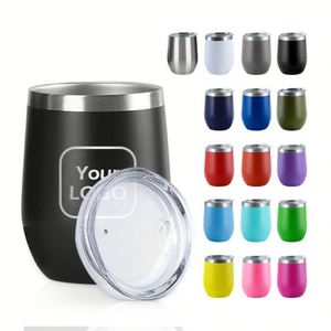 Mug isotherme en acier inoxydable de 12 oz, forme œuf, avec revêtement poudré, personnalisable avec logo, pour sublimation, idéal comme cadeau. - Product Image 1
