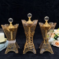 Décoration de Ramadan de Haute Qualité, Encens Arabe Portable en Bois d'Agar pour Bureau Moderne, Hôtel et Maison en Acrylique Doré