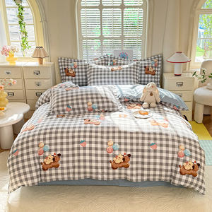 Frische 100% Mikro faser Hund Cartoon Bett bezug Set 4-teilige Bett kleidung für die ganze Saison - Product Image 5