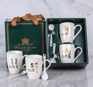 Ensemble de tasses en céramique créatives pour <span class=keywords><strong>couple</strong></span> Tasse à café adorable pour la Saint-Valentin Noël Retour à l'école Promotions <span class=keywords><strong>Cadeau</strong></span> - Product Image 5