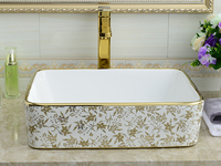 KD-01GBE Lavabo de luxe pour hôtel, design doré, forme rectangulaire, pour comptoir, lavabo de buanderie pour laver les vêtements, Chaozhou