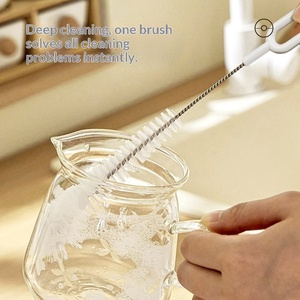 New Straw <b>Brush</b> Set Stainless Steel Long <b>Bottle</b> Fine <b>Brush</b> Multifunctional Nipple Nylon <b>Brush</b> Spout Cleaning <b>Brush</b> - Product Image 4