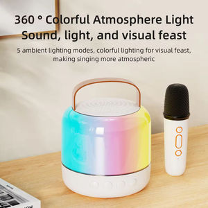 Haut-parleur karaoké portable LED RGB mini avec 2 micros sans fil pour 5.3, micro intégré, batterie incluse - Product Image 3