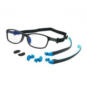 高速配信TR90組み合わせシリコンユニークなミドルサイズのメガネフレーム柔軟なカスタムロゴスポーツメガネ調節可能なストラップ9012