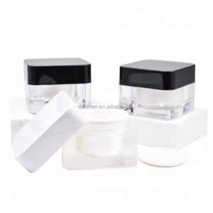 Venta al por Mayor de Frascos de Crema Cosmética de Plástico Acrílico Cuadrados DALIZHEN PP01 de 15g, 30g y 50g con Tapa de Rosca, Impresión UV/Serigrafía - Product Image 1