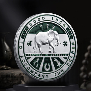 WOWEI quadrifoglio di elefante monete Commemorative tridimensionali in rilievo in metallo laccato artigianato in ferro placcato a tema angelo - Product Image 3