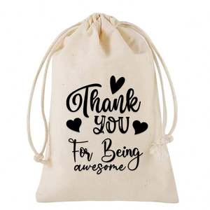 Bolsa de Satén de Algodón con Cordón, Venta Caliente, Yiwu, Reciclable, con Estampado de Acción de Gracias para Velas, Gracias por su Compra Transfronteriza - Product Image 1