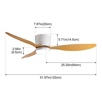 Ventilateur de plafond moderne de grande taille, 52 pouces, 3 pales, avec lumière, pour hôtel, appartement, ventilateurs de plafond décoratifs pour salon