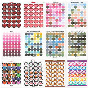 Feuilles d'autocollants découpés sur mesure, autocollants décoratifs de scellement, pois, dégradé, cœur, dessin animé, autocollants créatifs pour téléphone portable - Product Image 5