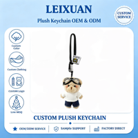 Porte-clés en peluche ours en peluche avec logo personnalisé, lunettes d'aviateur, breloque de sac animal en peluche, porte-clés t-shirt blanc pour décoration de sac à dos