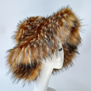 Sombrero de Ala Ancha para Mujer, Estilo Otoño-Invierno, Grueso y Cálido, Imitación de Piel de Mapache, a la Moda, con Personalidad, Estilo Chica Atrevida - Product Image 6