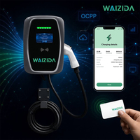 Borne de recharge murale AC pour véhicules électriques 48A Type 1 J1772 110-240V WiFi Ethernet OCPP 1.6J avec écran TFT 4,3 pouces pour la recharge commerciale