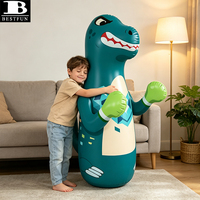 Sac de frappe gonflable dinosaure durable à rebond immédiat avec base, jouet d'éveil pour tout-petits pour le plaisir en intérieur et en extérieur