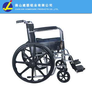 Fauteuil roulant manuel JL972B pliable, structure en acier, frein en U, pour personnes âgées et femmes enceintes, avec roues solides - Product Image 3