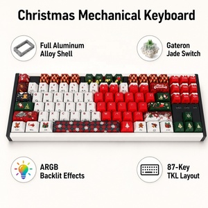 Clavier mécanique 87 touches TKL, thème de Noël, cadre en alliage d'aluminium CNC, interrupteurs Gateron Jade, rétroéclairage ARGB, filaire USB, OEM - Product Image 2