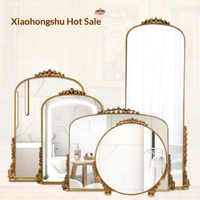 Miroir intelligent LED BOLIDE de style rétro français en forme d'extraterrestre avec cadre sculpté, miroir de salle de bain de luxe, décoration murale de style européen BLD-M1037