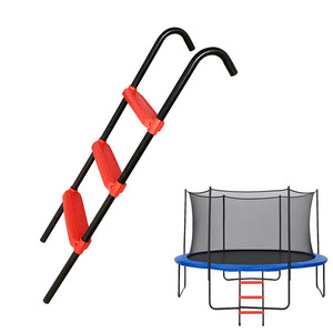 Escalera para Trampolín con Peldaños Rojos para Acceso al Redecillo de Seguridad del Trampolín Redondo, Equipo de Escalada Portátil - Product Image 1