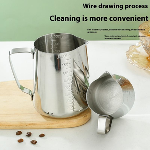 Source Pointu Professionnel Machine À Café <span class=keywords><strong>Lait</strong></span> Tasse <span class=keywords><strong>Ustensile</strong></span> 304 Épaissi En Acier Inoxydable Design Moderne Fleur Cylindre Style - Product Image 5