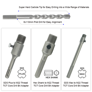 Adattatore <span class=keywords><strong>SDS</strong></span> <span class=keywords><strong>MAX</strong></span> a M22, Barra di Prolunga per Punte da Trapano TCT - Product Image 4
