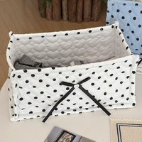 Boîte de rangement rectangulaire matelassée à pois, design en forme de cœur, en nylon, fermeture ouverte, grande capacité, panier organisateur de bureau