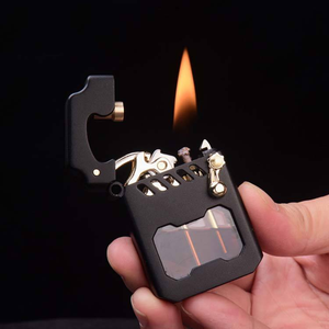 Accendino a <span class=keywords><strong>Cera</strong></span> Semiautomatico Trasparente con Logo Personalizzato, Classico Antivento per Uomo, in Metallo, per Sigarette, Regalo <span class=keywords><strong>di</strong></span> Natale - Product Image 1