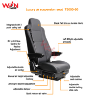 Sièges conducteur de luxe à dossier haut Fonction de réglage de la suspension pneumatique de haute qualité Siège de voiture modifié pour camion de bus Sprinter Van