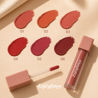 Gloss à lèvres mat en velours Enjoyfancy OEM Private Label, longue tenue, imperméable, anti-transfert, rouge à lèvres liquide, 6 teintes, maquillage personnalisé