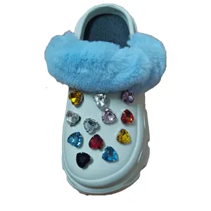 love heart luxury bling style rhinestone shoes crystal clogs charms for shoes decoration bag Phone case bling charm 16 mm