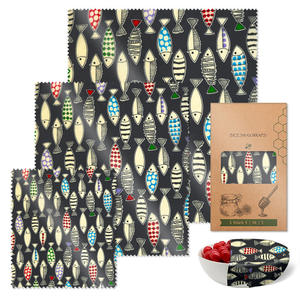 Bedruckte Bienenwachs-Lebensmittelverpackungen 3 Stück Wiederverwendbar und Waschbar Natürliche Baumwolle Küchen-Aufbewahrungslösung - Product Image 4