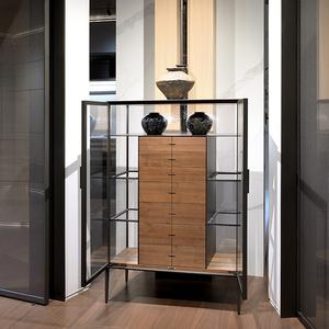 <span class=keywords><strong>Meuble</strong></span> Bar Vitrine de Luxe avec Cadre en Aluminium | Cave à <span class=keywords><strong>Vin</strong></span> Moderne & Rangement Vitré pour Salon de Villa - Product Image 2