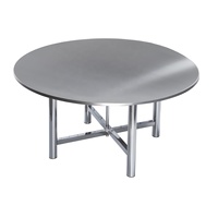 Tables rondes de salle à manger en acier inoxydable robustes, pieds détachables et pliables, pour hôtel, intérieur, extérieur, banquet, mariage, événement