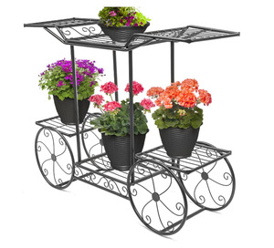 Fashion Iron Flower Basket Decoration Metal cast Iron Flower Pot Black Metal Plant Pot Stand - Product Image 4
