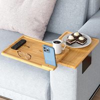 Verstellbare Armlehne aus Bambus sofa mit Handy halter und Aufbewahrung schalen für Lebensmittel Lackieren Einstufiges Wohnzimmer