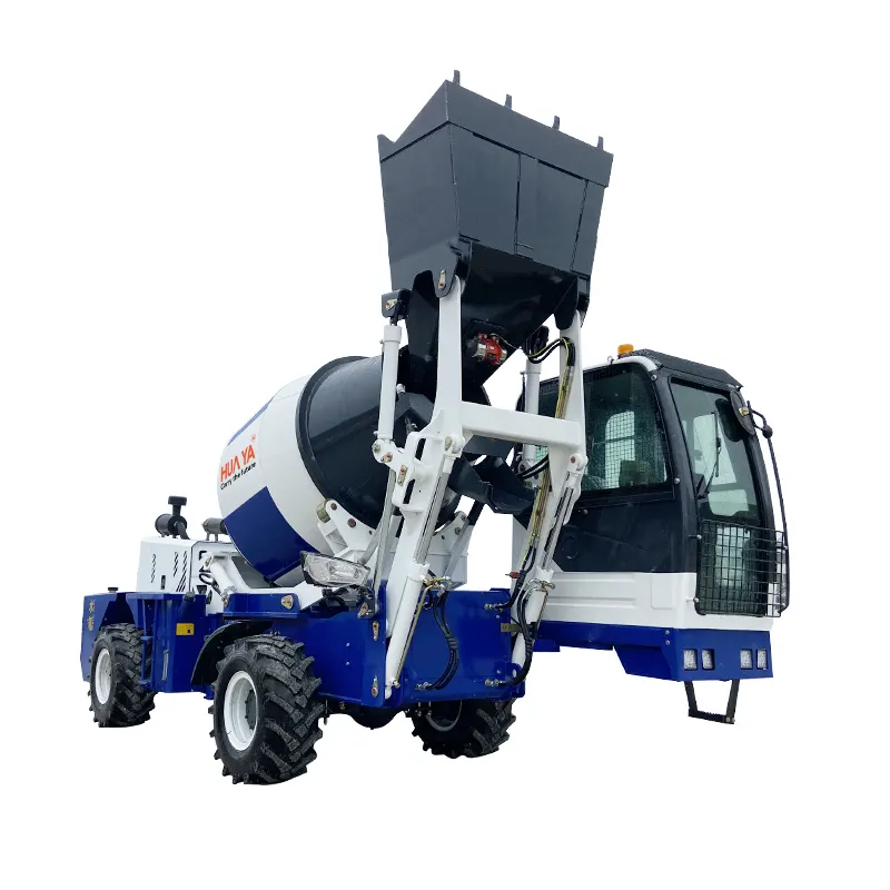 CE ISO HUAYA 2m3 3m3 4m3 5m3 6m3 Automatic loading concrete mixer truck 270 degree rotation hydraulic pump concrete mixer with E