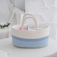 Panier de rangement portable en corde de coton pour couches de bébé avec séparateur amovible
