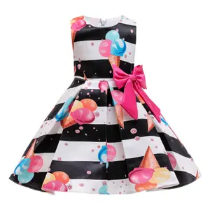 Girls' Dresses 2020 New Girls Striped Print Princess Dress Dress Skirt Girls High Quality Clothes