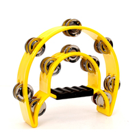 Hot Plastic Half Moon Double Row Hand Held Tambourine Best Kids Toy Tambourine Headless