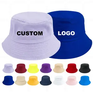 Casquettes de pêcheur OEM respirantes personnalisées vierges unies à large bord Broderie personnalisée Logo Coton 15 couleurs noir blanc Chapeaux seau