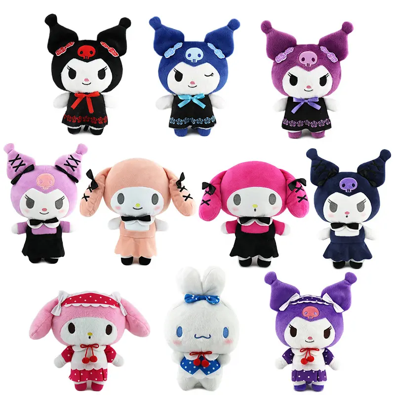 Chaveiro de pelúcia Kuromi Little Devil Halloween cross dressing para crianças, pingente de boneca Kawaii, brinquedo fofo e macio, ideal para festas de férias