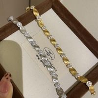 Pulsera de Cadena con Eslabones de Flores de Circonita Satinada, Proceso de Dibujo Plateado en Plata de Ley 925, Joyería Vintage