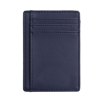 Dompet kulit pemblokir RFID, dompet kulit minimalis ramping model kustom dengan saku depan dan tempat kartu kredit