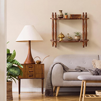 Étagère murale flottante en bois à double niveau, design détachable, marron vintage, pour rangement décoratif mural, cuisines, salles de bain