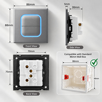 Interrupteur ultra-fin BAOBEN pour lumière LED bleue, forme carrée, couleur grise, ouverture un-vers-un, double ouverture triple, double commande