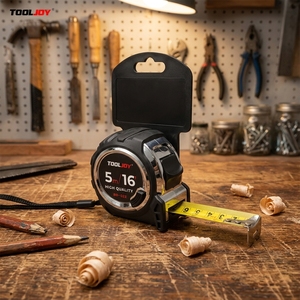 Cinta Métrica <span class=keywords><strong>de</strong></span> 5m/16 pies <span class=keywords><strong>de</strong></span> Alta Calidad con Carcasa <span class=keywords><strong>de</strong></span> Goma ABS, Escala Métrica y en Pulgadas, Autoblocante, Marca TOOLJOY, Servicio OEM - Product Image 1