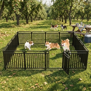 Valla de Ejercicio para Perros de Hierro Sólido Multipanel con Puerta de Entrada Segura, Diseño Moderno para Uso Interior/Exterior, para Cachorros - Product Image 2