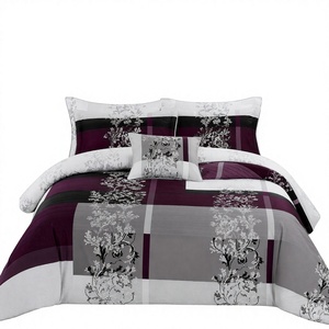 EU Dropshipping Filigree Floral Bed <b>Linen</b> <b>Set</b> 3pcs Grey Purple Geometric Quilt Cover 100% Cotton Poland Hub - Product Image 1