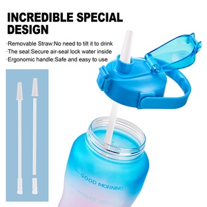 Bouteille d'eau en plastique de motivation avec dégradé de couleurs, 64 oz, avec marqueur de temps, fabriquée au Vietnam - Product Image 3